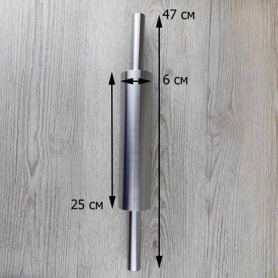 Rolling pin size: 47 cm x 6 cm x 6 cm. Working surface length 25 cm Rolling pin size: 47 cm x 6 cm x 6 cm. Working surface length 25 cm